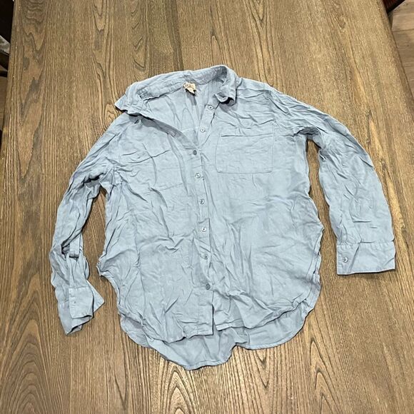 Como Vintage Light Blue Button Front Collared Blouse Size M - Picture 1 of 4